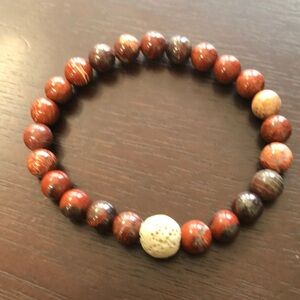Jasper stretch bracket with Mala bead